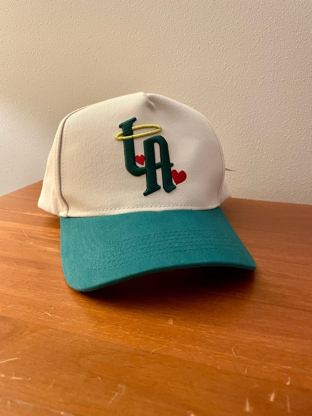 LA Hearts Cream and Teal Snapback Hat